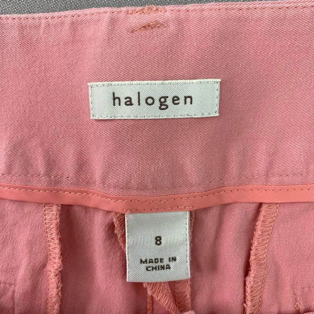 Halogen Cropped Capri Pants Wide Leg Womens 8 Peach Stretchy Mid Rise Cuff Hem - Picture 11 of 12